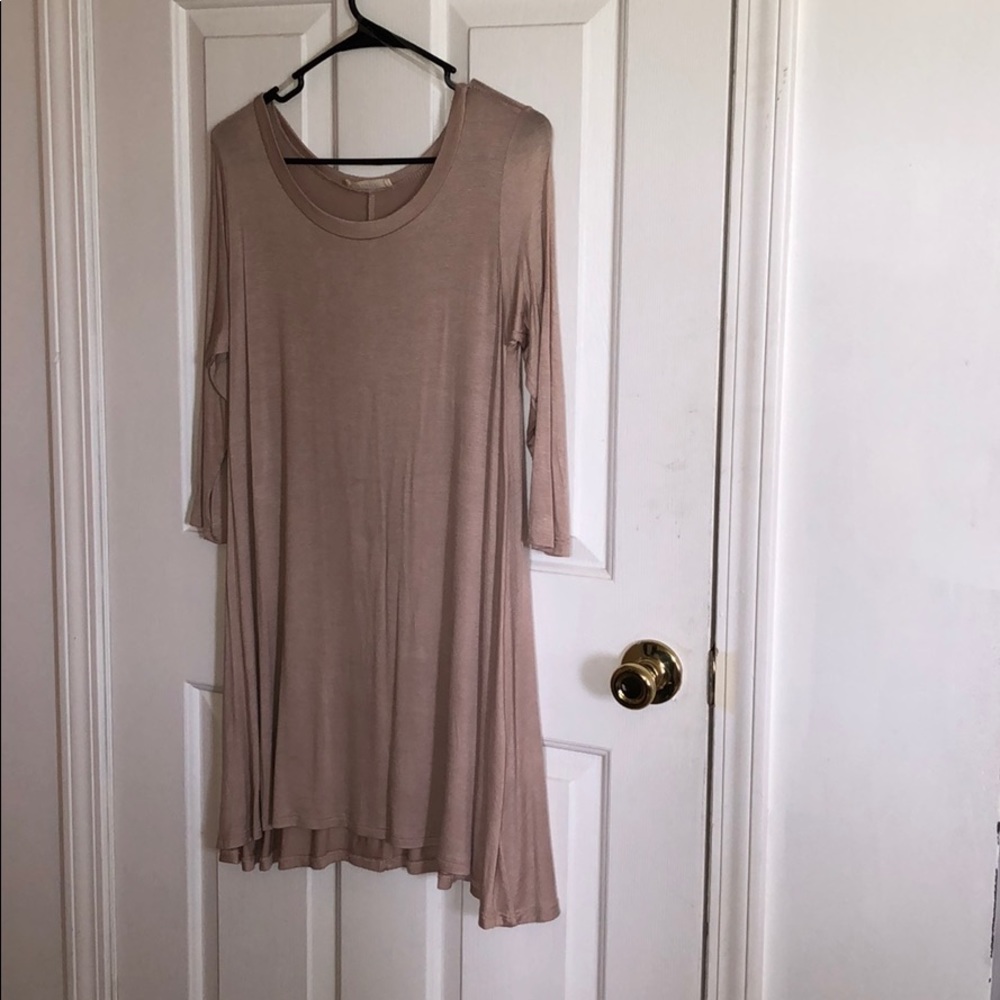 Love In soft flowy boutique dress nude beige tan